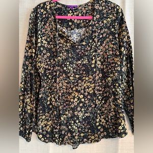 Floral green and black blouse